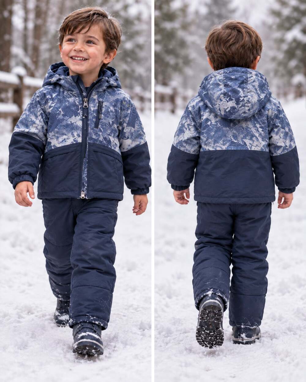 Snozu Kids 2 Piece Blue Snowsuit Winter Coat & Bib Snow Pants - Picture 2 of 4